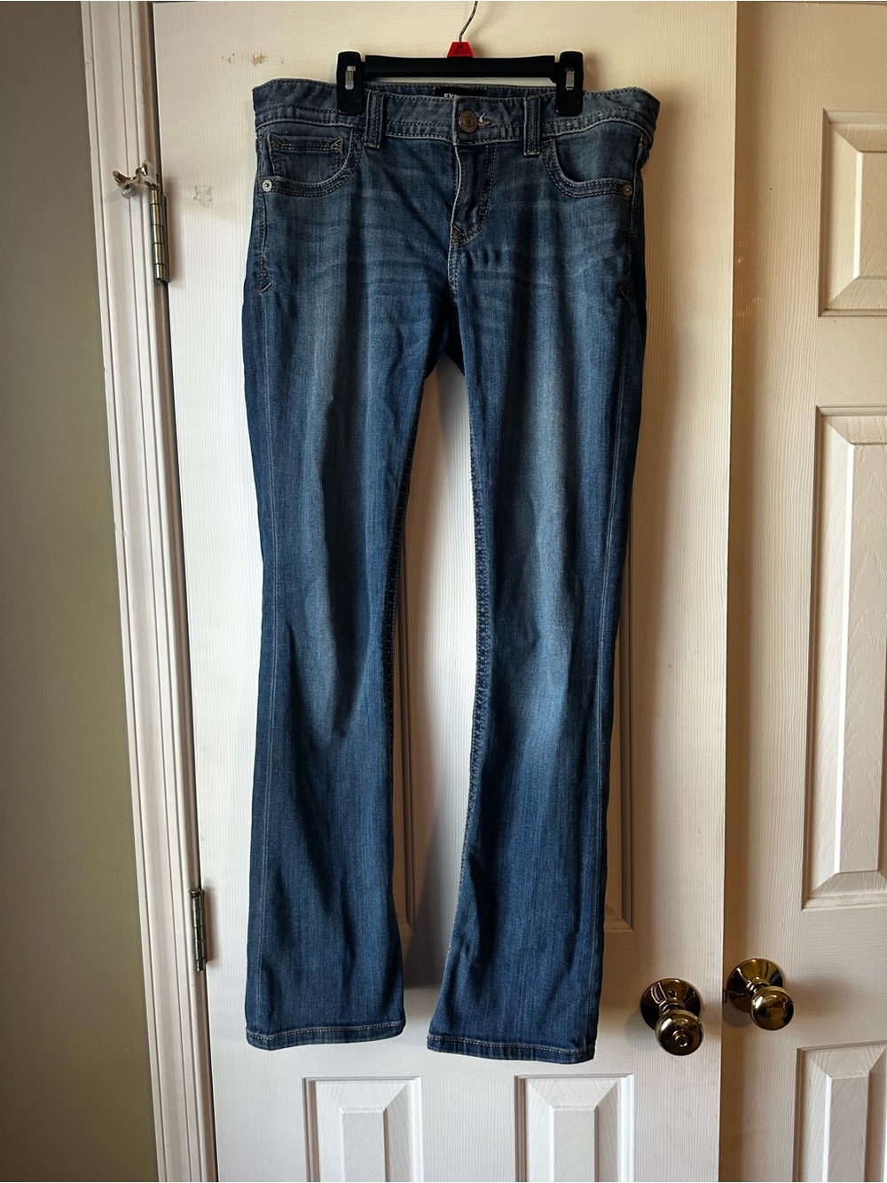 Women's Low Rise Boot Cut Blue Denim Jeans